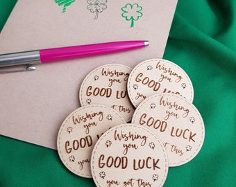 Good Luck Coin, Pocket Token, Wooden, Letterbox Gift