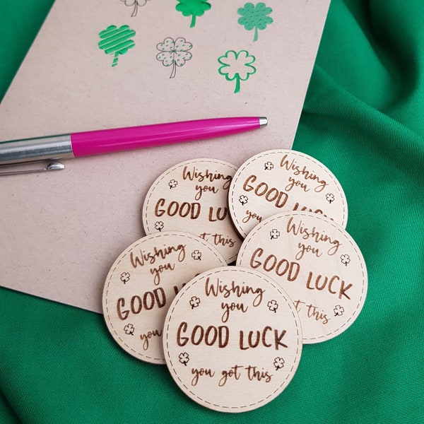 Good Luck Coin, Pocket Token, Wooden, Letterbox Gift