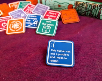 Blue Screen Pin Badge, Computer Science, Restart Required, Coding, Coloured Acrylic
