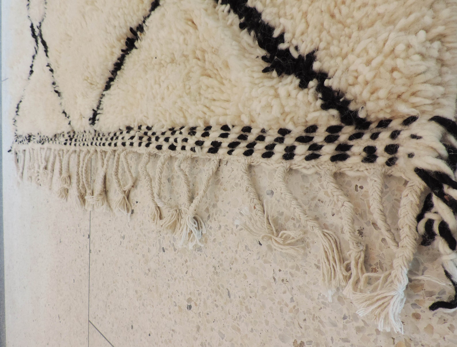 Beni Ourian Rug Black & White Bohemian Area Rug Morocco Rag Etsy