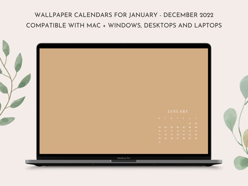 Desktop Calendar 2022 Macbook Wallpaper Calendar 2022 Etsy
