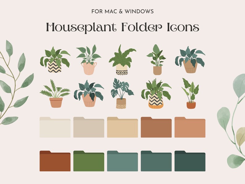 Plant Desktop Folder Icons Houseplant Macbook Folder Icons Etsy