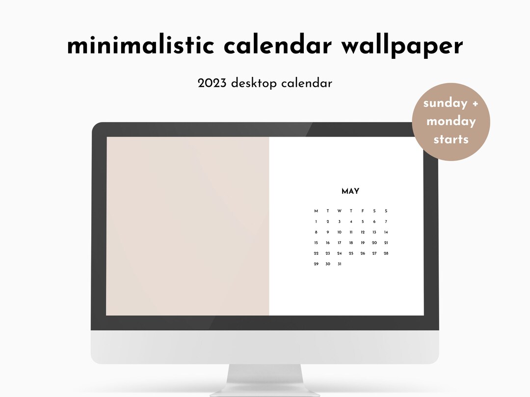 Minimalistic Desktop Calendar 2023 Wallpaper Macbook Etsy