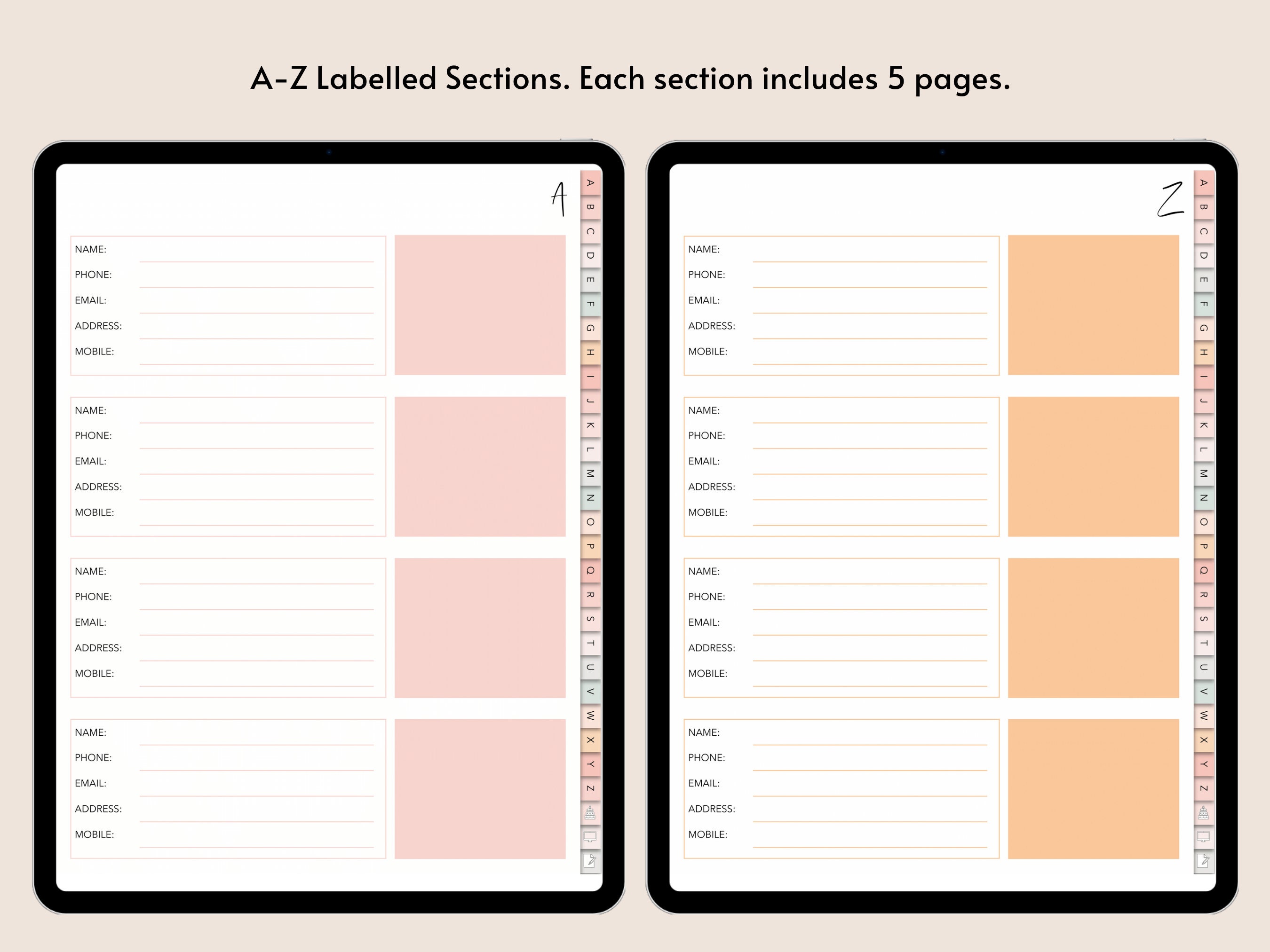 Digital Address Book Contact List Contact Page Address Book Etsy