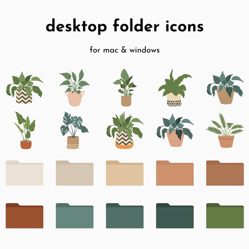 Plant Desktop Folder Icons Houseplant Macbook Folder Icons Etsy