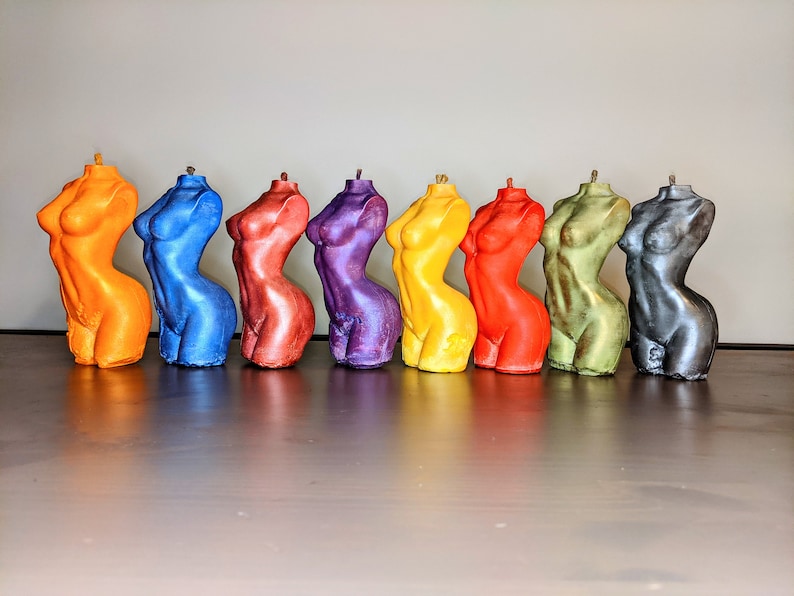 LARGE SCENTED SOY Wax Candles Female Woman Goddess Body Candle Shimmery