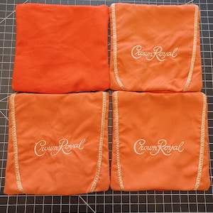 Crown Royal Peach ( Orange) Cornhole Bags Set of 4 Bags Corn or Resin Filled