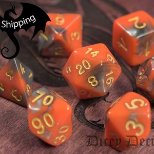 Orange Mystery Dice | Dungeons and Dragons | D&D | Wisdom Role Set D1003 Party Supply