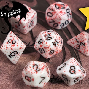 Bloody Dice Spatter Texture | Dungeons and Dragons | D&D | Barbarian Role Set D1000 Party Supply - Birthdays - Midnight Rollers