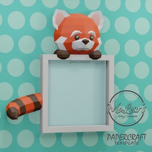 Red Panda Shadow Box/ DiY Craft/ Template PDF STUDIO SVG/ Low Poly/ Papercraft/ 3D Panda Red/ Origami/ Home decor