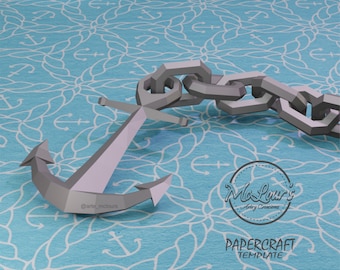 3D Anchor/ Marine Anchor/ DiY Craft/ Template PDF STUDIO SVG/ Low Poly/ Papercraft/ Origami/ Home decor