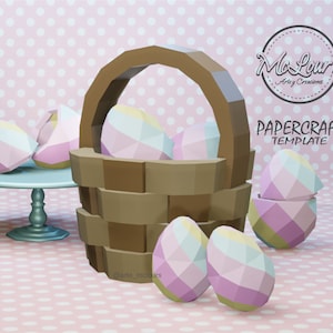Easter Basket/ DiY Craft/ Easter Basket/ Candy Bowl/ Template PDF STUDIO SVG/ Low Poly/ Papercraft Basket/ 3D Easter/ Origami/ Home decor