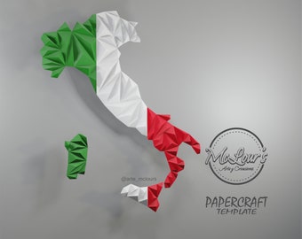Map of Italy Wall/ DiY Craft/ Template PDF DXF/ Low Poly/ SVG/ Papercraft map of Italy/ Painting/ Origami/ Home decor