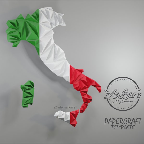 Map of Italy Wall/ DiY Craft/ Template PDF DXF/ Low Poly/ SVG/ Papercraft map of Italy/ Painting/ Origami/ Home decor