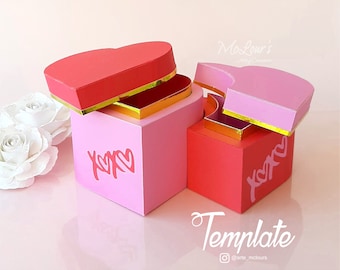 Bombonera Corazones Boxes/ Paper Favor Box/ Valentine's Day/ Heart Box/ Gift Box/ Heart Box/ Candy Bar Box/ Template Studio/ SVG