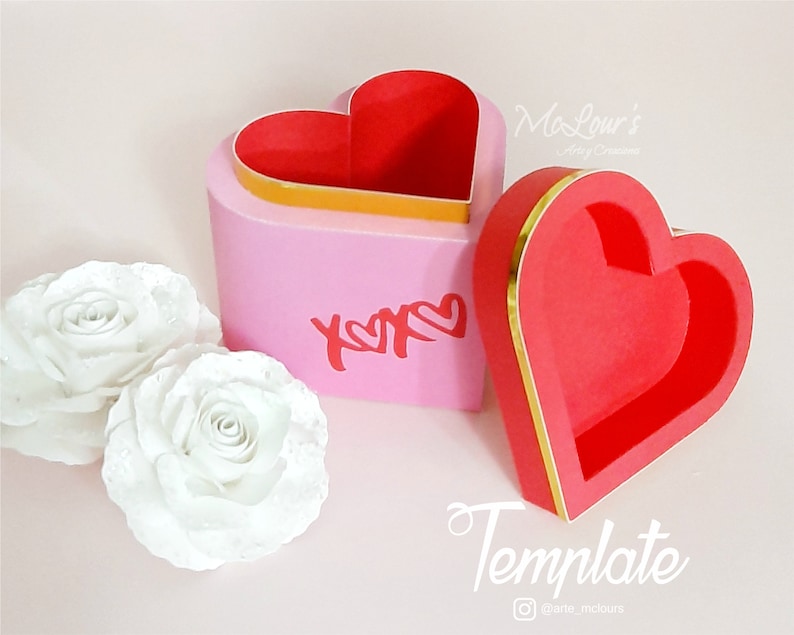 Bombonera Corazón Box/ Paper Favor Box/ Valentine's Day/ Gift Box/ Heart Box/ Studio/ SVG/ Candy Box/ Template/ DIY craft image 1