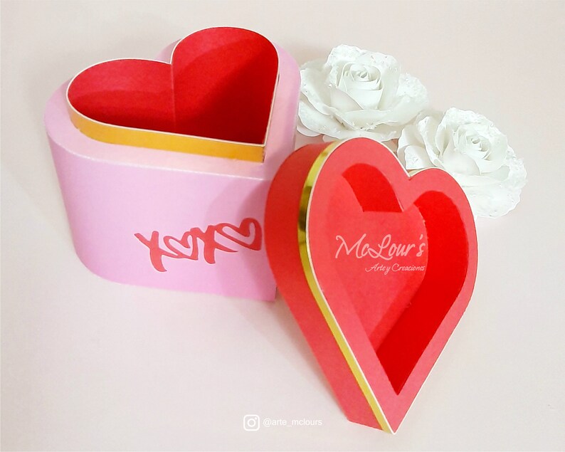 Bombonera Corazón Box/ Paper Favor Box/ Valentine's Day/ Gift Box/ Heart Box/ Studio/ SVG/ Candy Box/ Template/ DIY craft image 2
