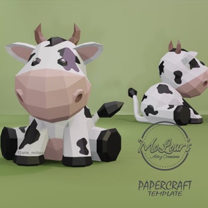 Sitting Cow/ DiY Craft/ Template PDF STUDIO SVG/ Low Poly/ Papercraft/ 3D Cow/ Origami/ Home decor