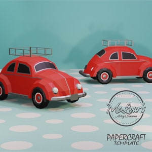 Vintage Car/ Love/ DiY Craft/ Template PDF STUDIO SVG/ Low Poly/ Papercraft/ 3D Vehicle/ Origami/ Home decor/ Candy Box