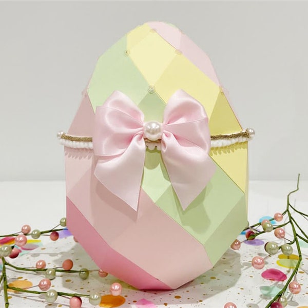 Caja Huevo de Pascua/ DIY Craft/ Caja de Rejalo/ Template PDF Studio SVG/ Low Poly/ Papercraft Huevo de Pascua/ 3D Easter/ Home decor