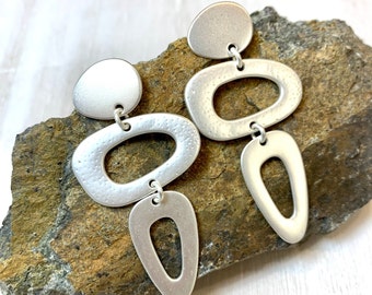 Gallery Drop Earrings  - Silver Circle Dangle Earrings