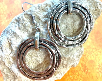 Modern Hoop Earrings - Minimalist Silver Hoops - Silver Artisan Earrings - Unique Hoop Earrings - Modern Silver Jewelry Gifts