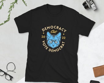 Democracy Cat Vote Demokrat Kurzärmeliges Unisex-T-Shirt