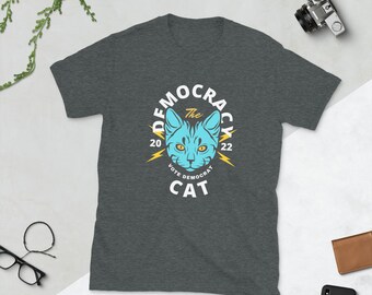 Democracy Cat Vote Demokrat Kurzärmeliges Unisex-T-Shirt