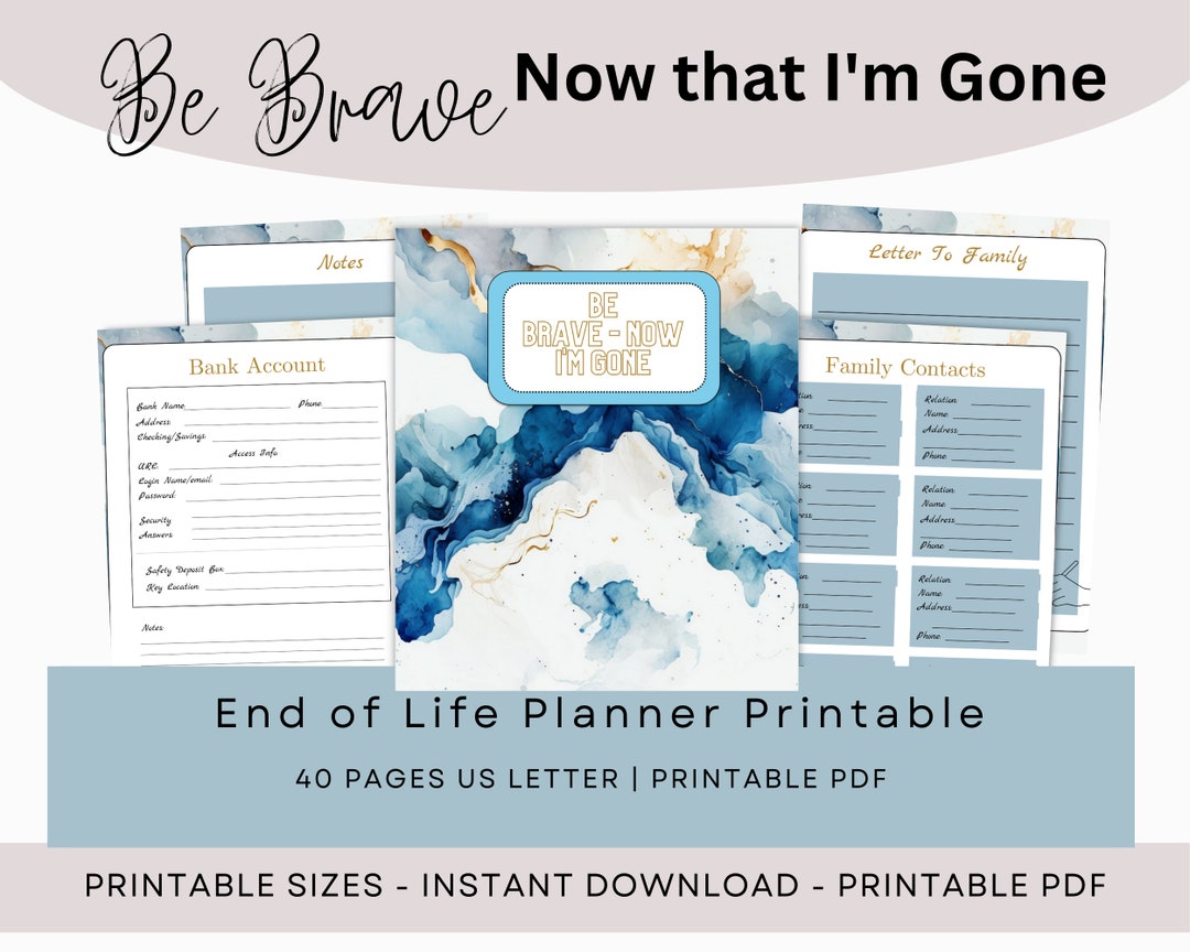 End of Life Planner Printable Final Preparations Emergency Funeral ...
