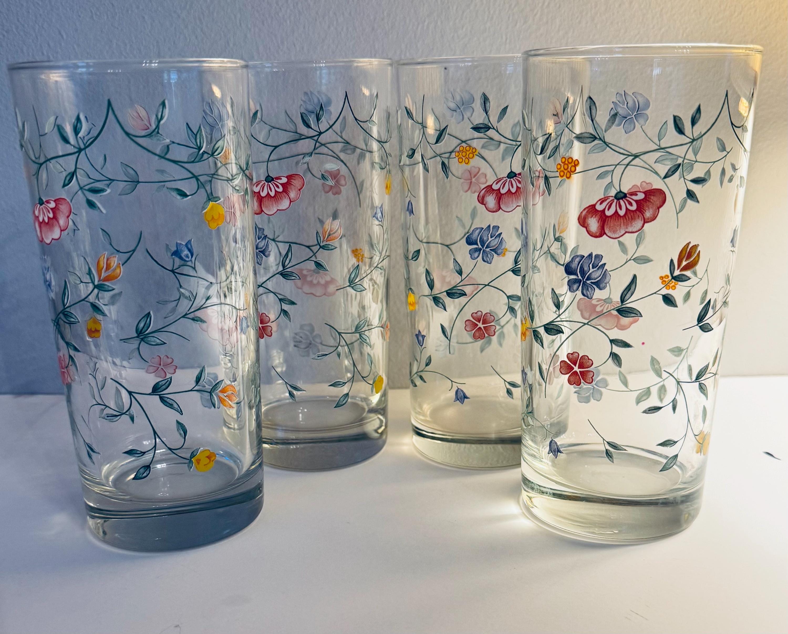 1950s Shiny Bright 6個セット & 1960s 11個セット Johnson Brothers Summer Chintz 16oz Tumbler Water Glass Set of