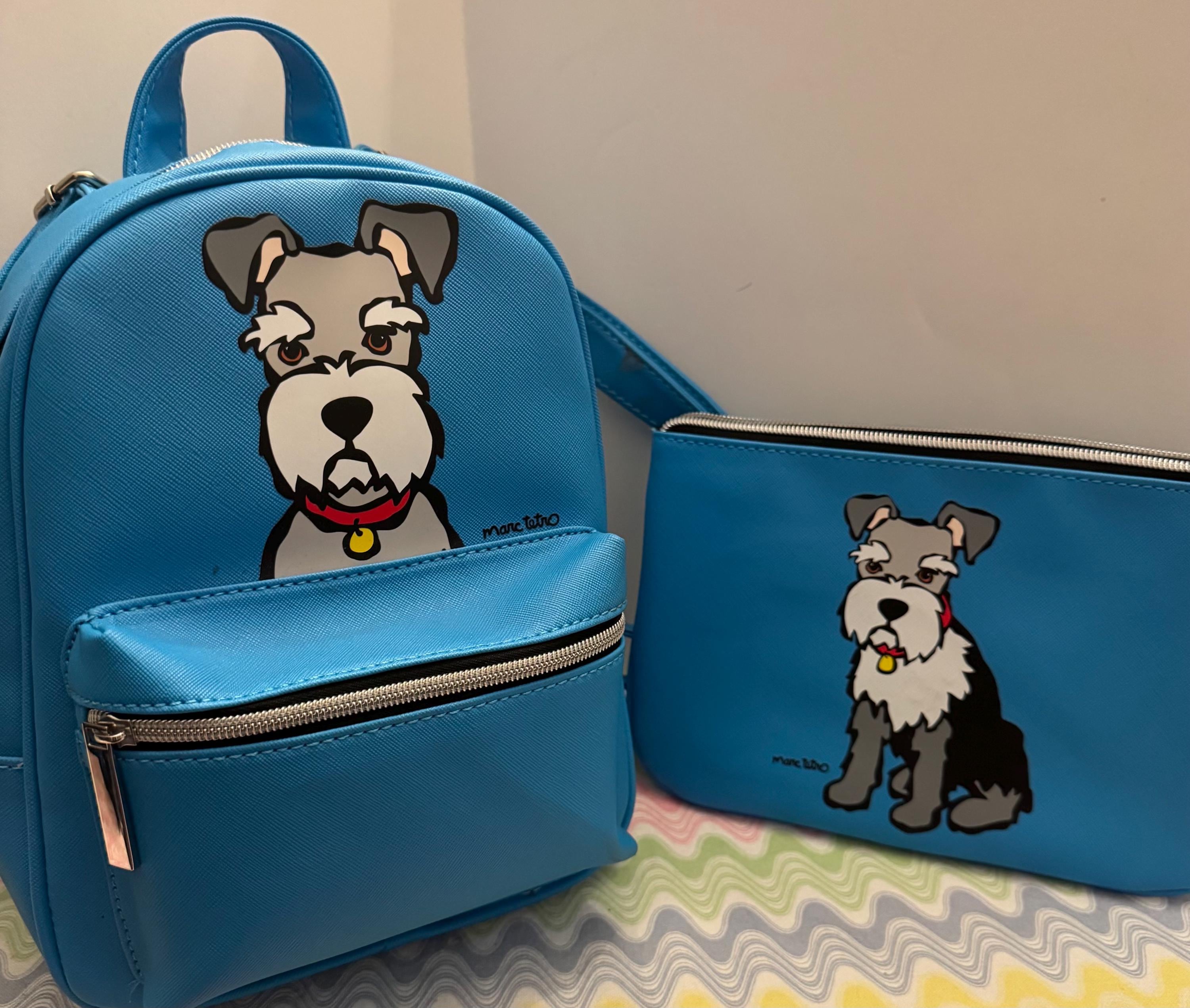 Marc Tetro Schnauzer Dog Mini Small Blue Backpack and Wristlet - Etsy