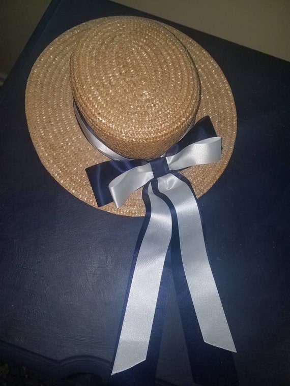 Ladies Laura Ashley Vintage Straw Boaters Hat made