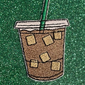 Iced Coffee Embroidered Iron On Patch