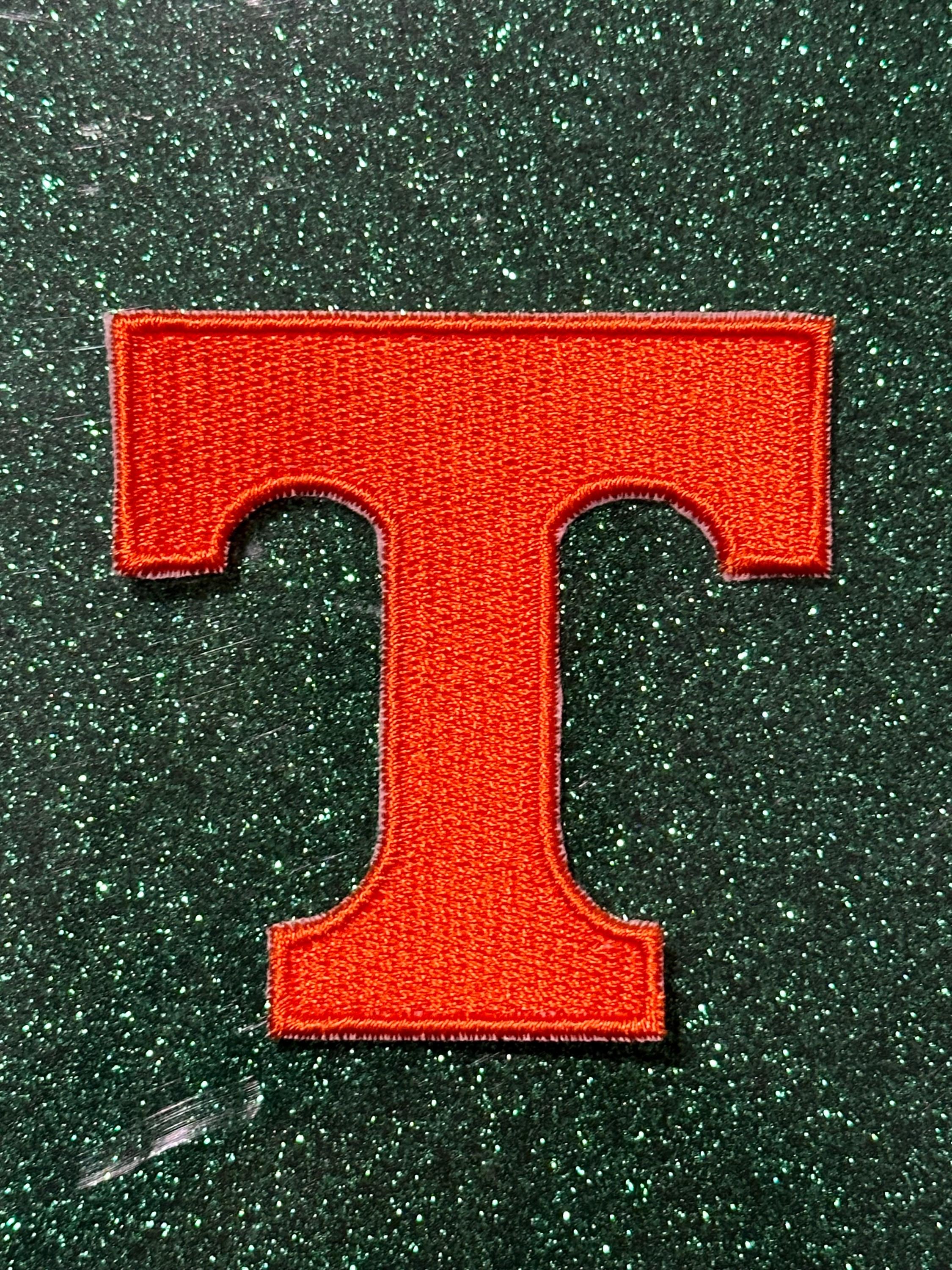 Tennessee Volunteers 'T' Patch Lot - 6 Iron-On Patches, 1 Inch Tall, Orange, For Hats, Jackets, Bags