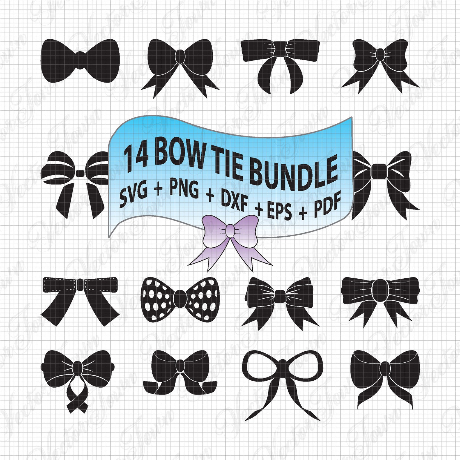 14 Bow Bundle Bow Outline SVG Bow Cut Files Bow Silhouettes Bow Tie Svg