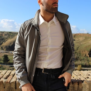 GRAY JACKET for MEN, tailored jacket made in Italy, handmade bomber, spring summer jacket,