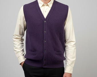 Elegant Cashmere Vest for Men, Sleeveless Cashmere and Wool Cardigan for Men Made in Italy