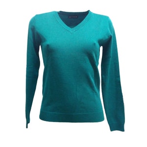 Wool and Cashmere sweater, womens V neck sweaters made in Italy, Handmade knitwear.