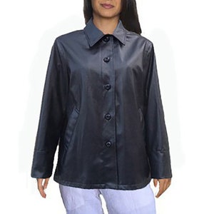 Formal faux leather jacket, black leatherette jacket, made in Italy, handmade five-button leather jacket.