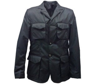 Saharan jacket-high tailoring half weight men's jacket, made in Italy customized, Italian fashion jacket, handmade black jacket,