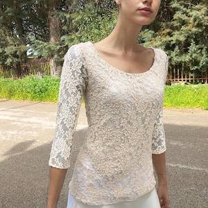 Mesh Lace top with sleeve, Party tops, Tops with sleeve, Dance tops, Dancewear, Party tops