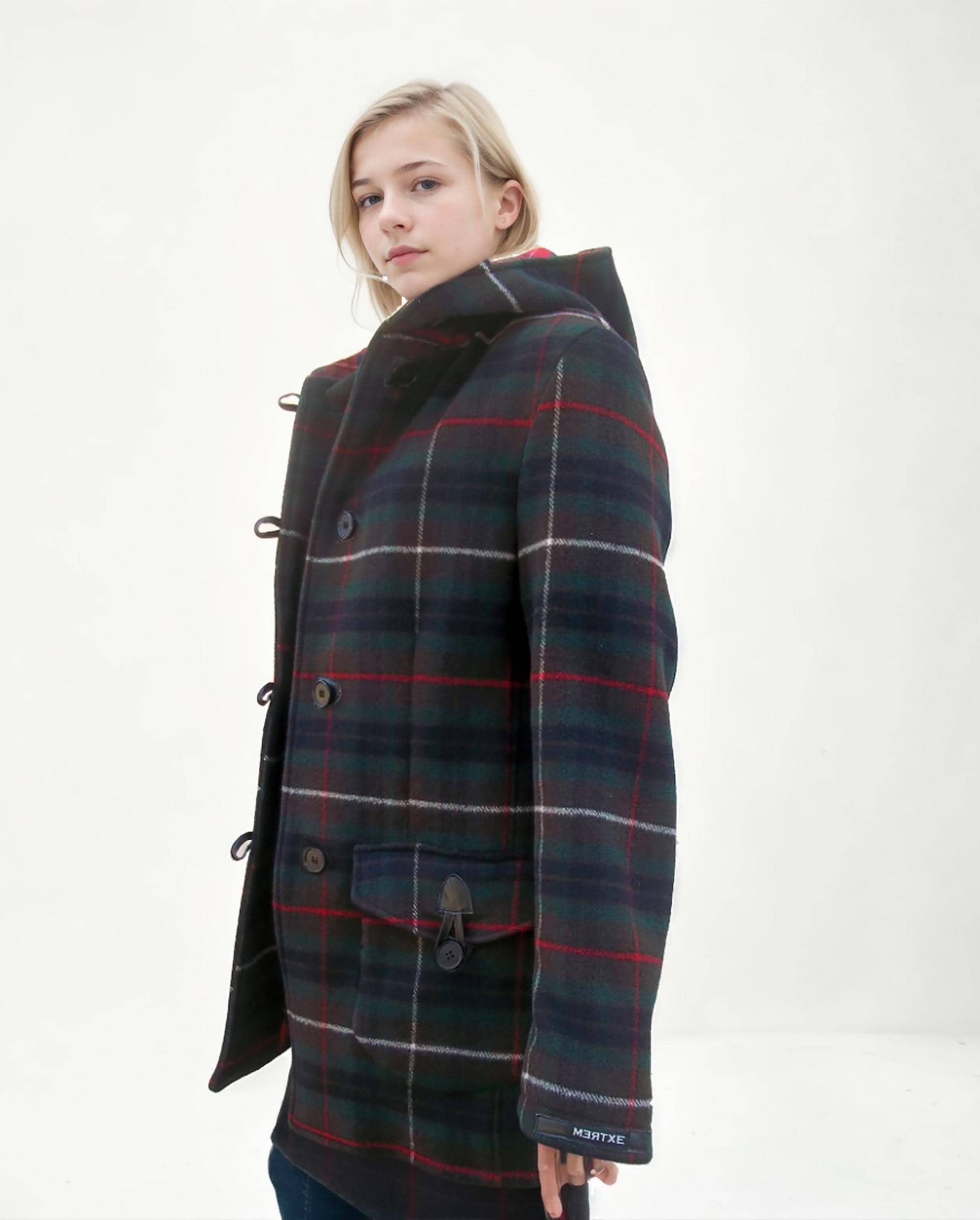 Plaid Wool Coat With Hood, Tailored Plaid Winter Coat Handmade in