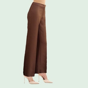 Womens crepe trousers, handmade elegant palazzo trousers, handmade plus size trousers, classic Mara trousers