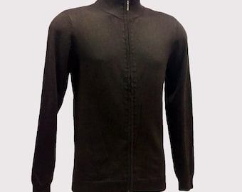 Cardigan in Lana e Cashmere da Uomo, Maglione a Collo Alto con Cerniera