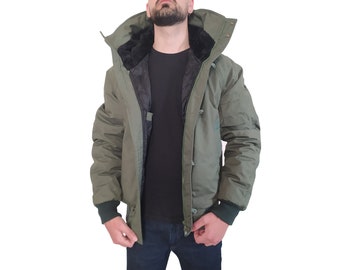 Wasserdichte Bomberjacke für Herren, Parkajacke mit Wickelkapuze, Winterparka Made in Italy, handgefertigte Jacke
