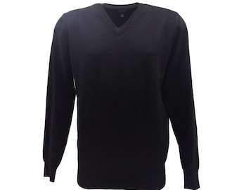 Suéter de lana y cachemira, cuello en V hecho en Italia, suéter de cachemira para hombre, suéter de trabajo, prendas de punto italianas hechas a mano