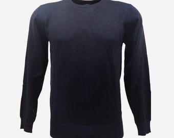Suéter azul de cuello redondo para hombre, fabricado en Italia; suéteres de golf para hombre; pulóveres para hombre; suéteres para hombre; ropa de oficina; suéteres suaves y elegantes.
