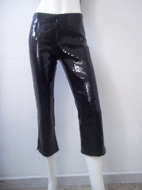 MOSCHINO sequin pants, vintage women's capri trou… - image 7