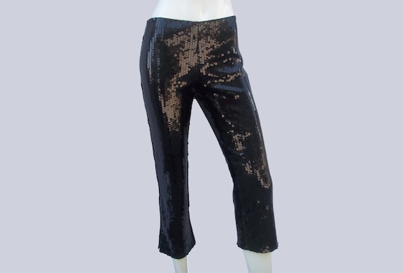 MOSCHINO sequin pants, vintage women's capri trou… - image 1