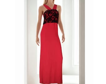 Vestido largo de noche con corsé de encaje, vestido elegante, vestido personalizado, hecho a mano en Italia, vestido de talla grande